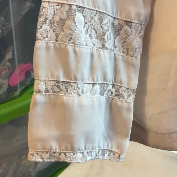 New York & Company Cream Blouse with Lace Accents - Picture 3 of 11